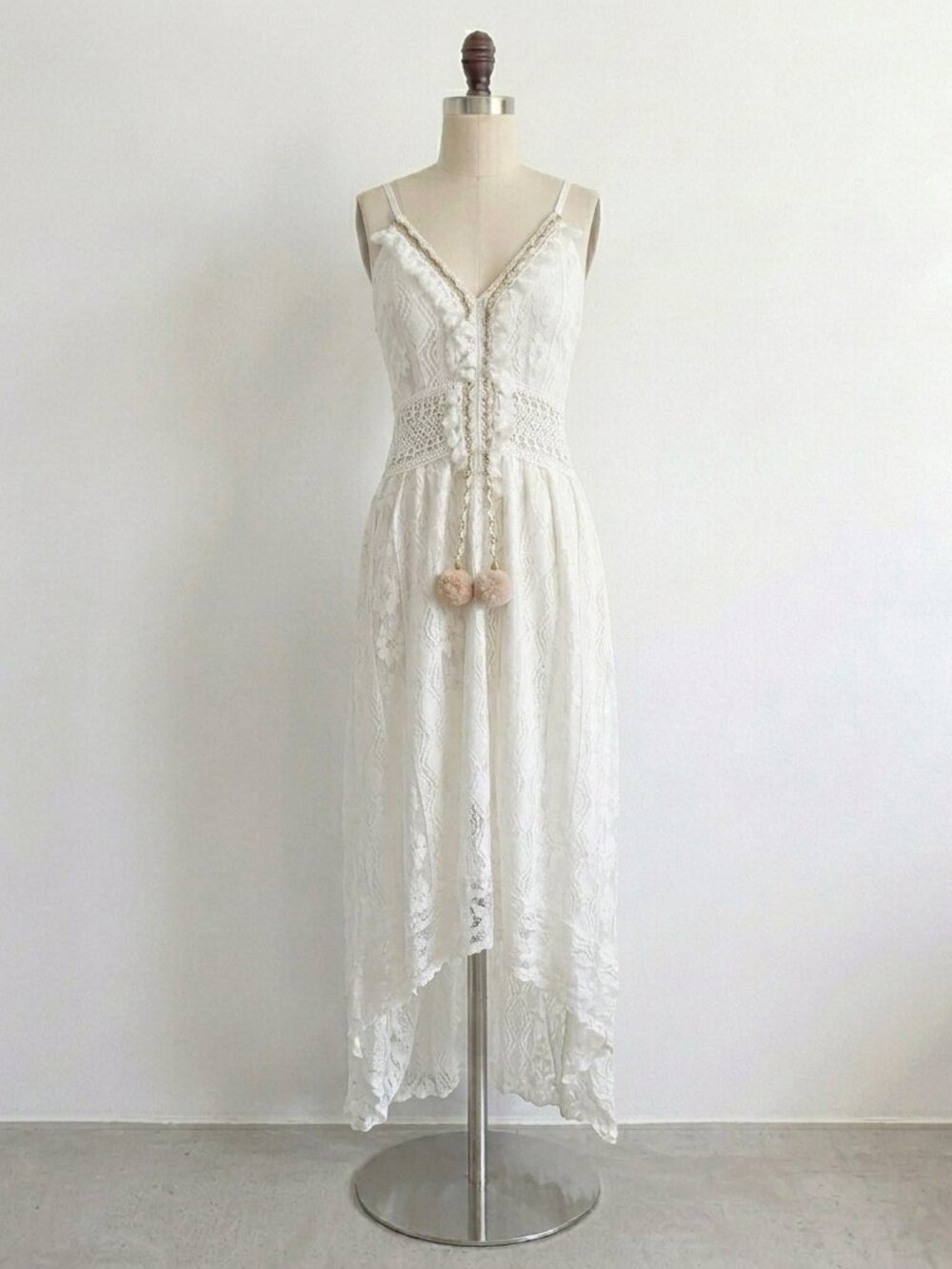 Lace Boho Long Dress Hippie Wedding Beach Festival Witchy Fairy Floral Daisy